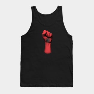 Flag of Albania on a Raised Clenched Fist Tank Top